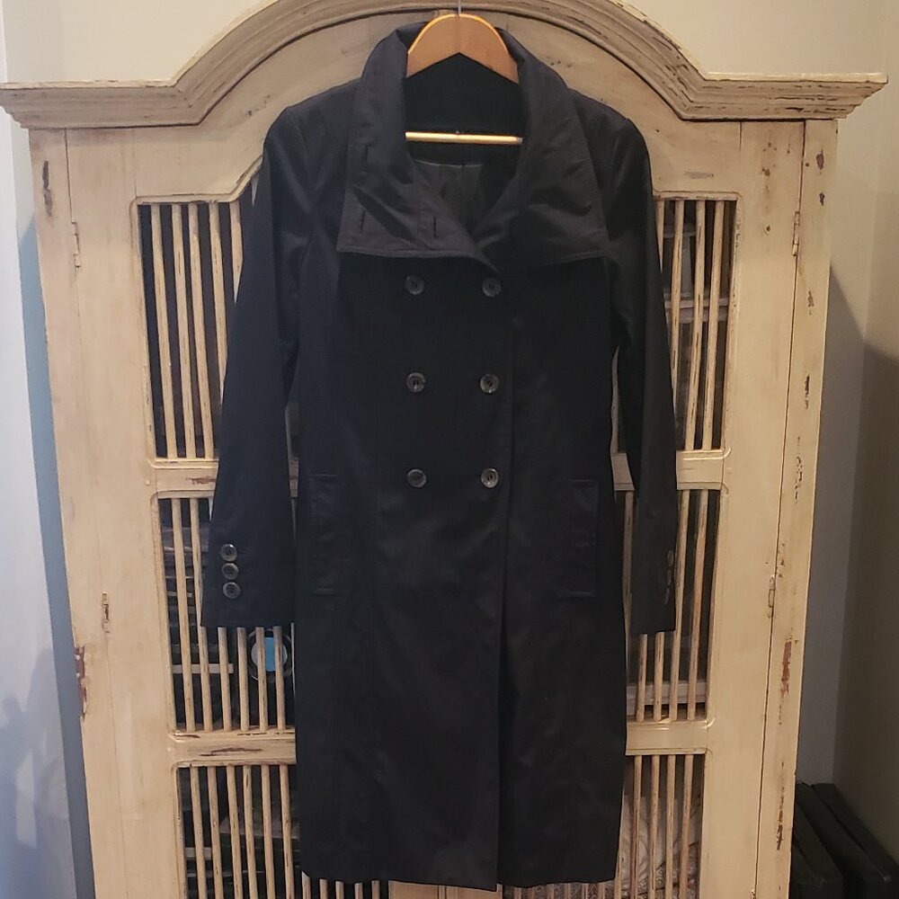 Womens Kenneth Cole Black Double Breasted Trench Coat Medium